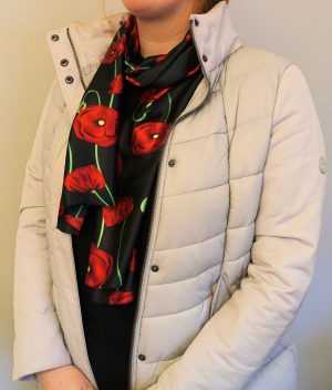 Attractive Satin Poppy Scarf in choice of 3 colours